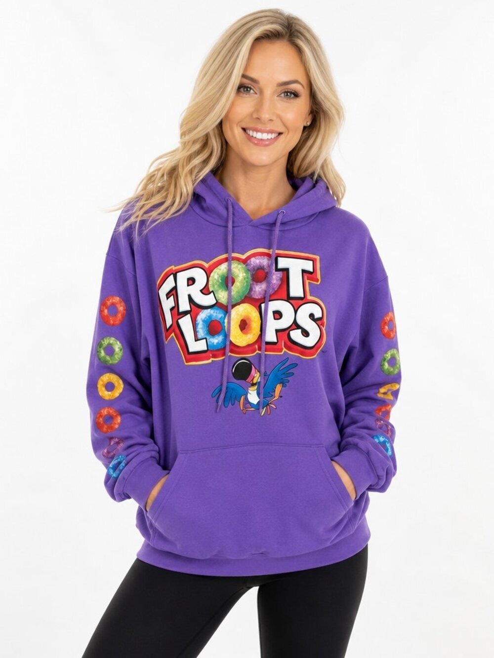 Kellogg’s Froot Loops Toucan Sam Hoodie Purple – Size M – Retro Graphic Streetwe
